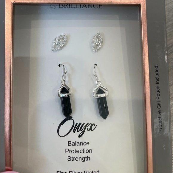 Believe by Brilliance Onyz Earring Set - Picture 2 of 3